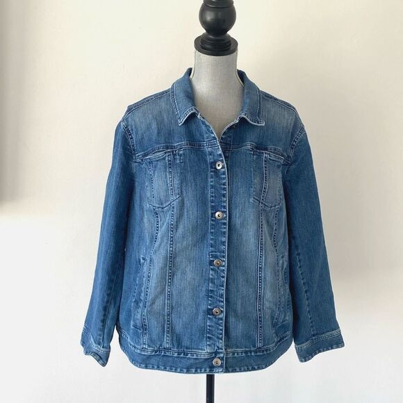 J. Jill Jackets & Blazers - J. Jill Blue Cotton Denim Jacket 2X Preppy Boho Western Versatile Coastal